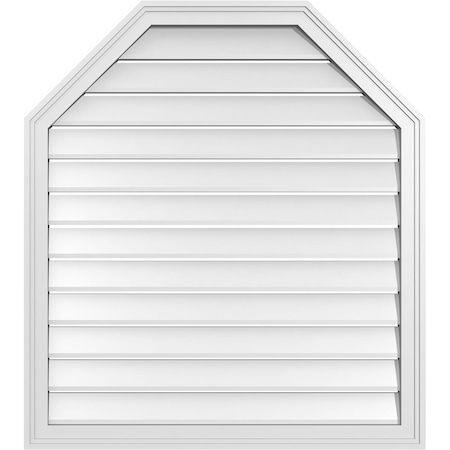 Ekena Millwork Octagonal Top Surface Mount PVC Gable Vent w/ 2"W x 1-1/2"P Brickmould Frame, 34"W x 38"H GVPOT34X3802SF